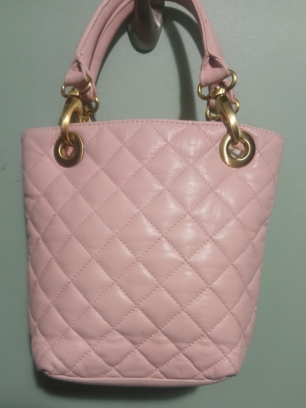 EUC Quilted Pink Leather Bucket Satchel - Picture 3 of 7